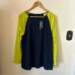 View by Walter Baker Women's Blouse Neon Green and Navy Size 8 Faux Leather